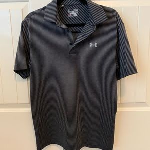 Under Armour Golf Polo, Grey & Black Stripes